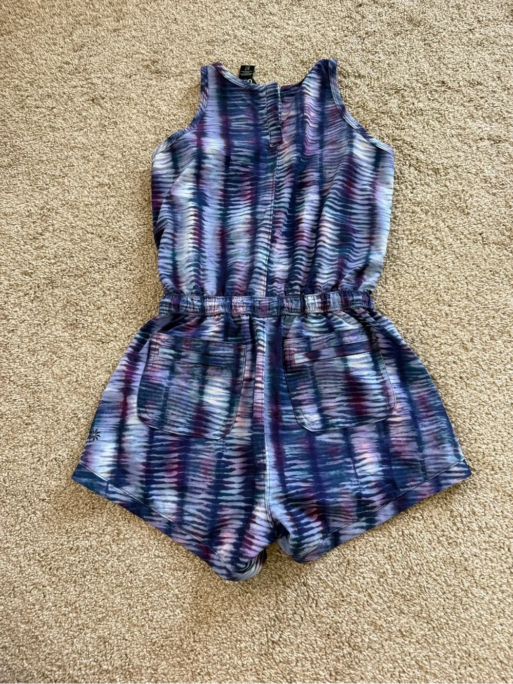 Athleta Girls' Multicolor Purple Blue Tie-Dye Romper Size Small / 7